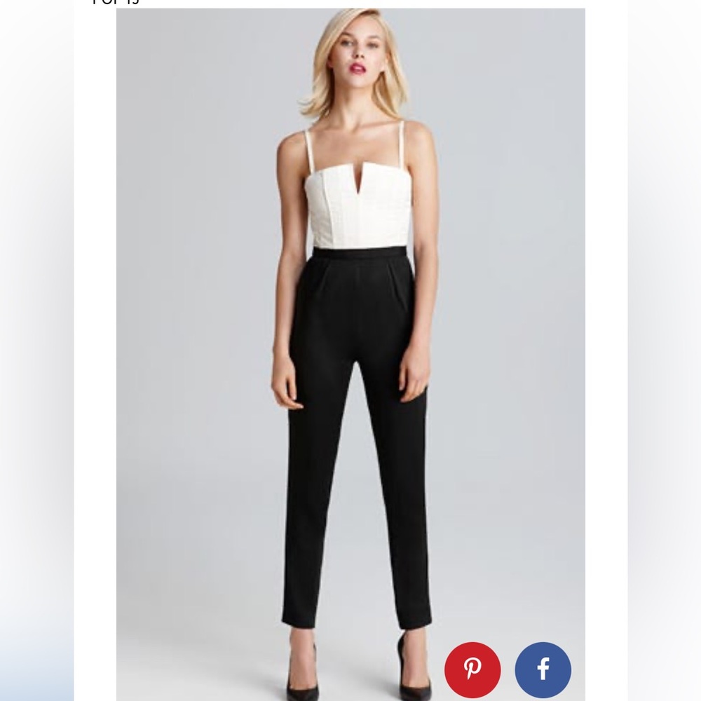 Alice + Olivia Semi-formal Black and White/Cream Jumpsuit Romper